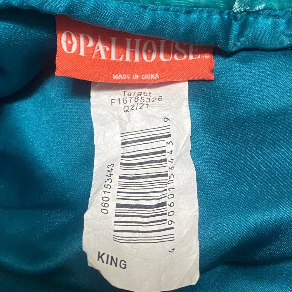 Anthropologie Opal House Teal Velour Tufted Quilt Comforter king - Picture 6 of 8